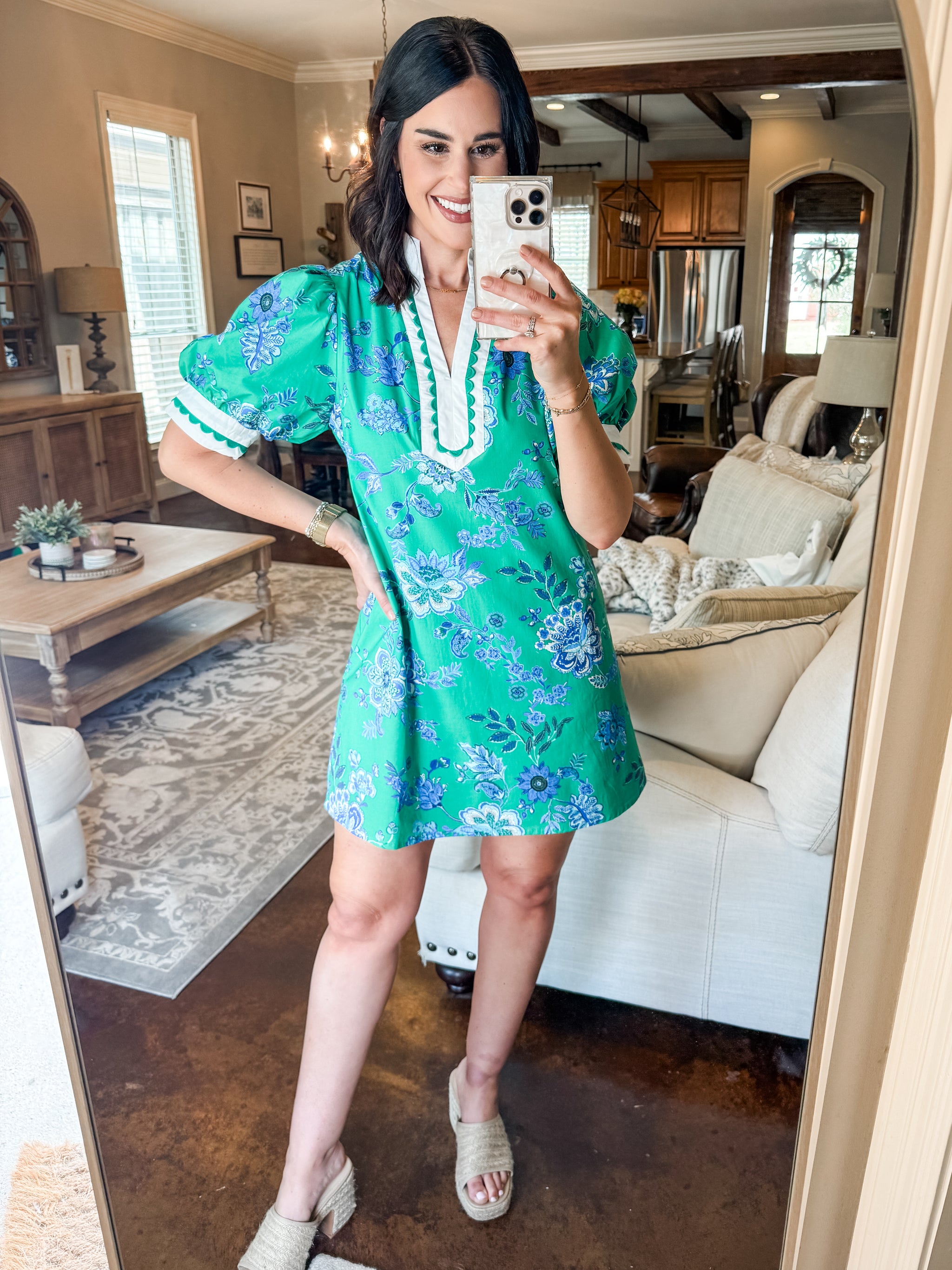 GREEN AND BLUE FLORAL MINI DRESS – Evelyn Lane Boutique