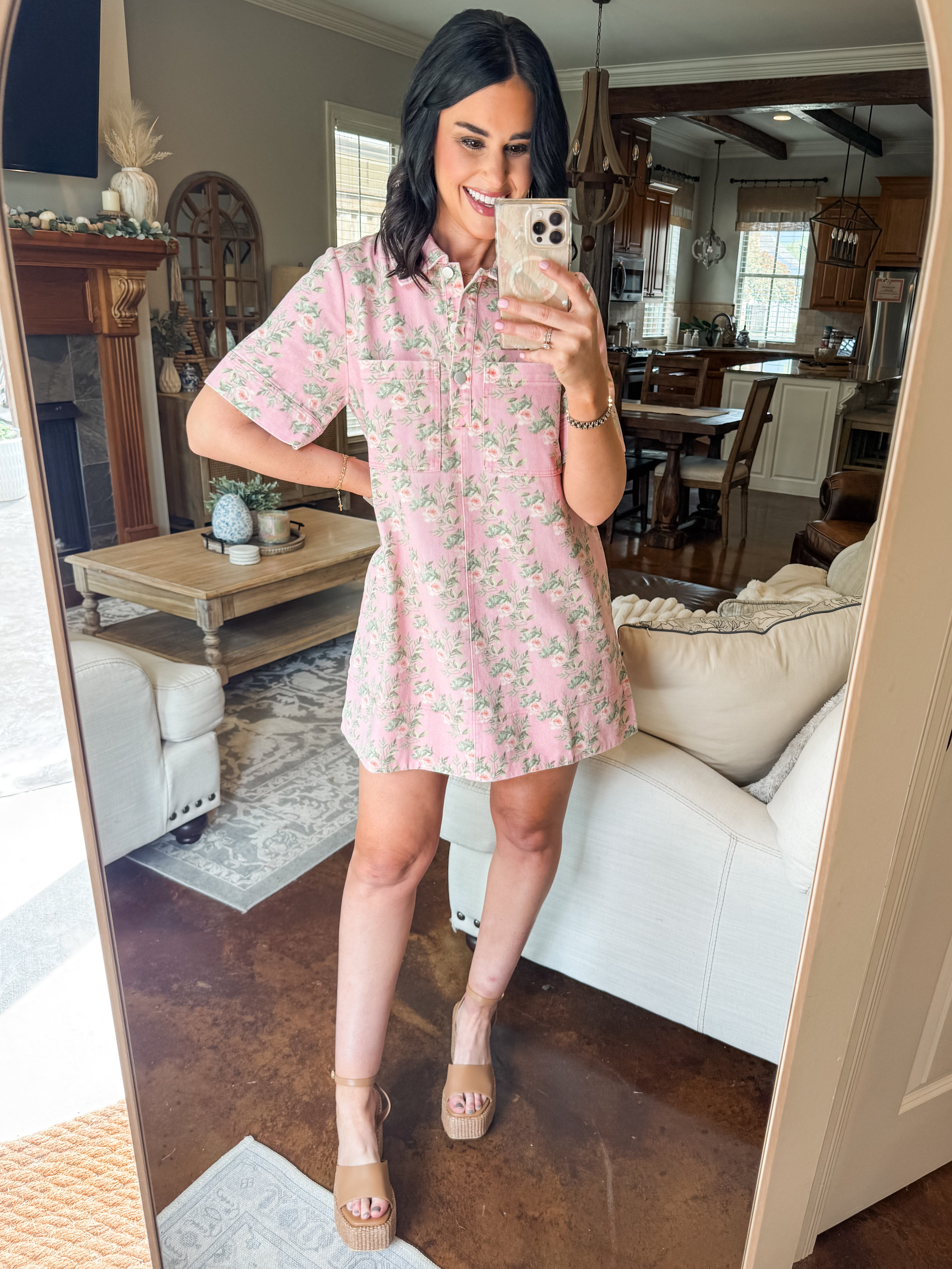 pink jean dress Ayden Denim Mini Dress-BLUSH WASH / 4